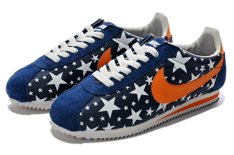 2014 Nike Cortez nouvelles chaussures etoiles lumineuses sombres des femmes orange Gump (3)